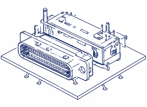 PCB mount rectangular connector configuration