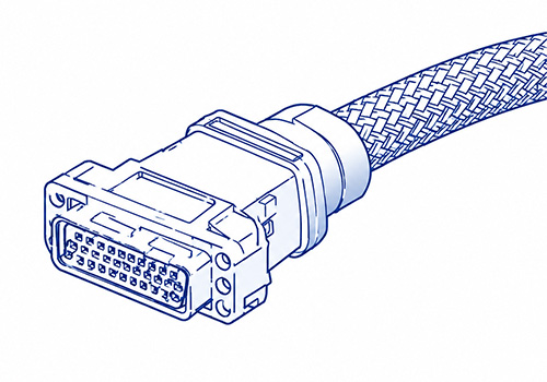 Shielded cable assembly with micro rectangular connector